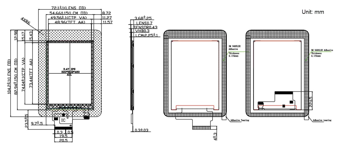 Mechanical Drawing - 4D LCD 3.5 Mechanical Drawing - 4D LCD 3.5